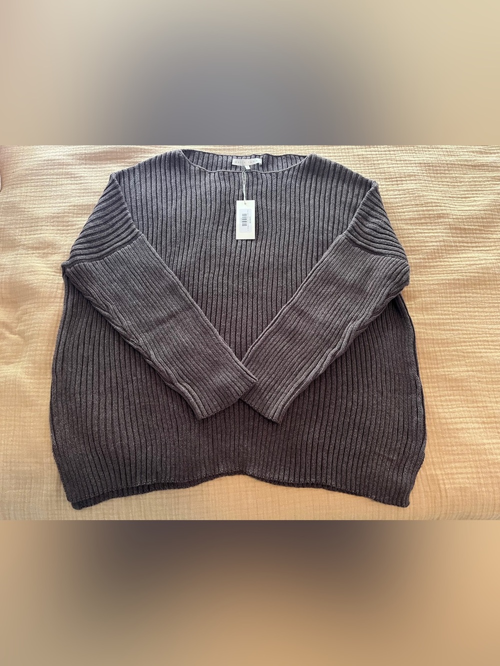 Erica Tanov Pima Cotton Ribbed Pullover in Driftwood